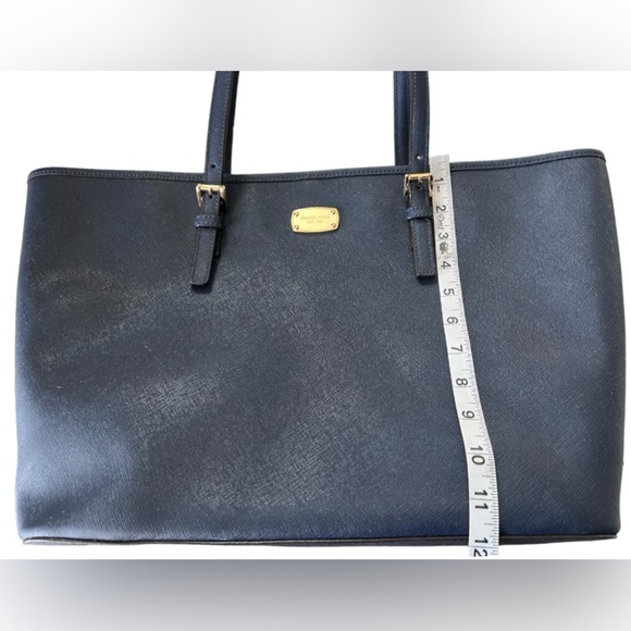 Michael Kors Navy Leather Jet Set Travel Large Carryall Tote Bag NEW! - Picture 9 of 10